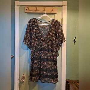 Floral Black Women's Dress